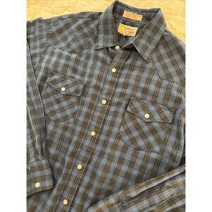 Vintage Southern Classics Western Pearl Snap‎ Men's  Shirt In Large Blue Rodeo